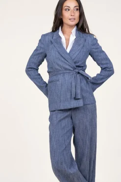 Denim Look Wrap Blazer Fancy | Blue... | Liu Jo | Little Soho