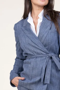 Denim Look Wrap Blazer Fancy | Blue... | Liu Jo | Little Soho