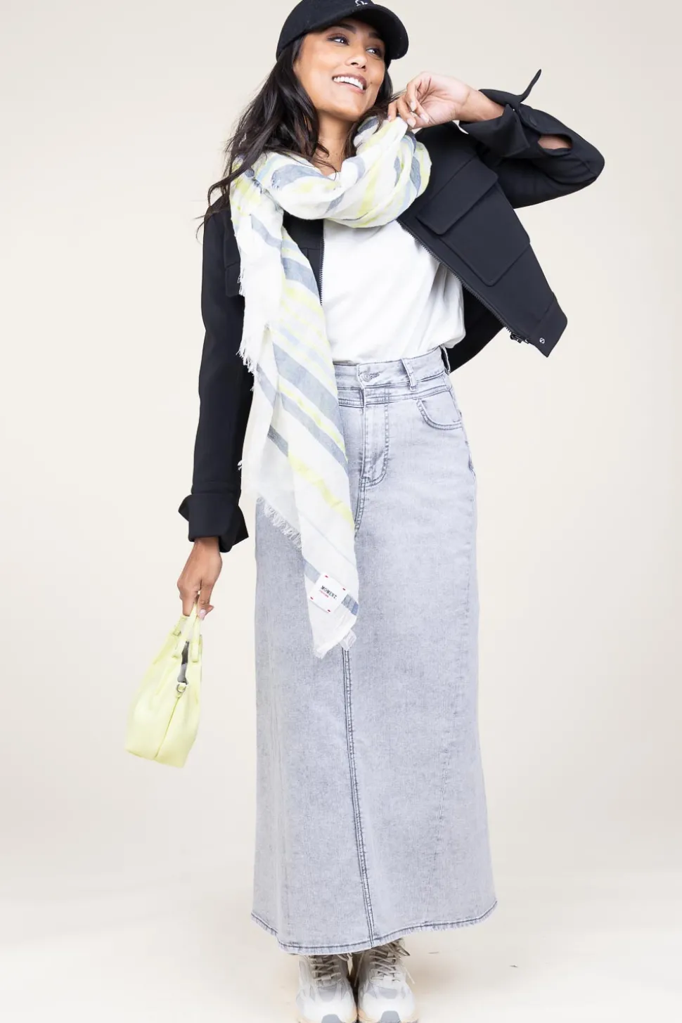 Denim Maxi Skirt Tmery | Grey... | Lollys Laundry | Little Soho