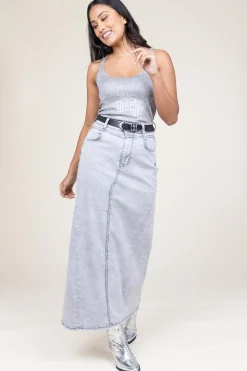 Denim Maxi Skirt Tmery | Grey... | Lollys Laundry | Little Soho