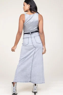 Denim Maxi Skirt Tmery | Grey... | Lollys Laundry | Little Soho