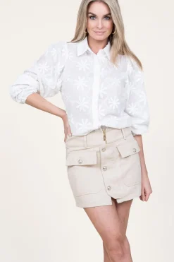 Denim Mini Skirt Bottoni | Beige... | Liu Jo | Little Soho