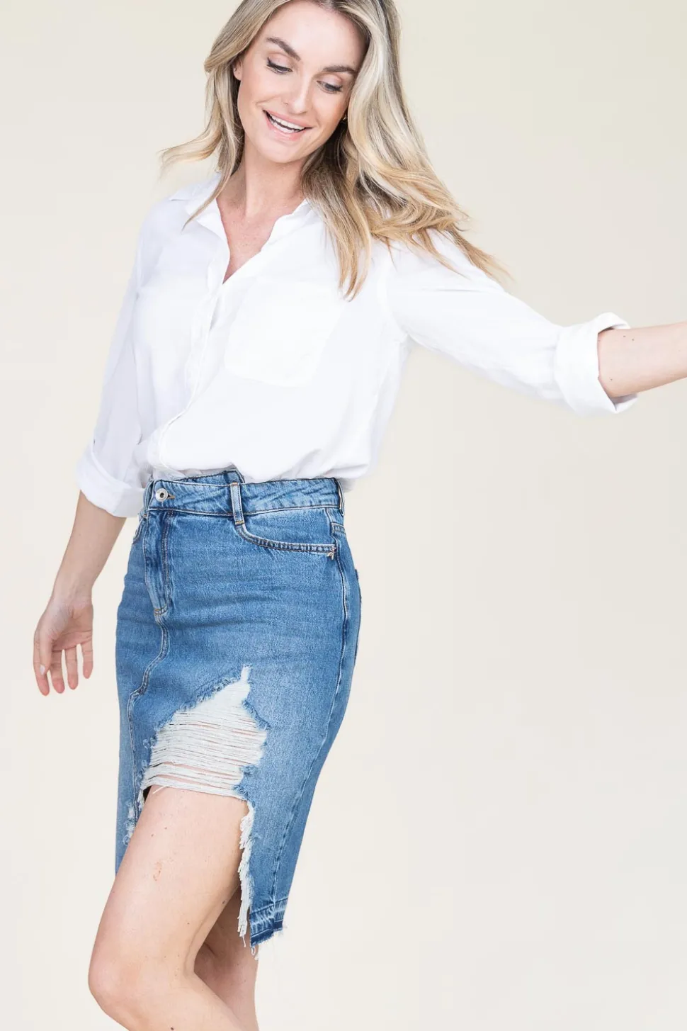 Denim Skirt Marta | Blue... | Patrizia Pepe | Little Soho