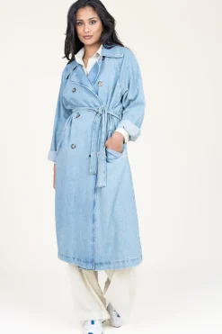 Denim Stretch Trenchcoat Raglan | Blue... | Liu Jo | Little Soho