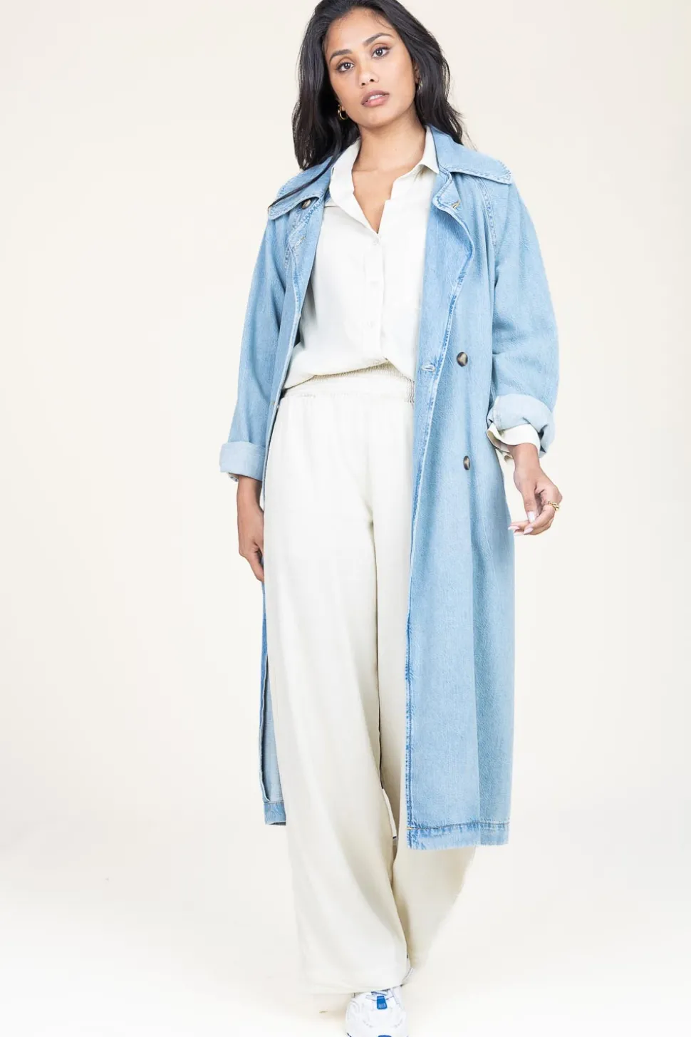 Denim Stretch Trenchcoat Raglan | Blue... | Liu Jo | Little Soho