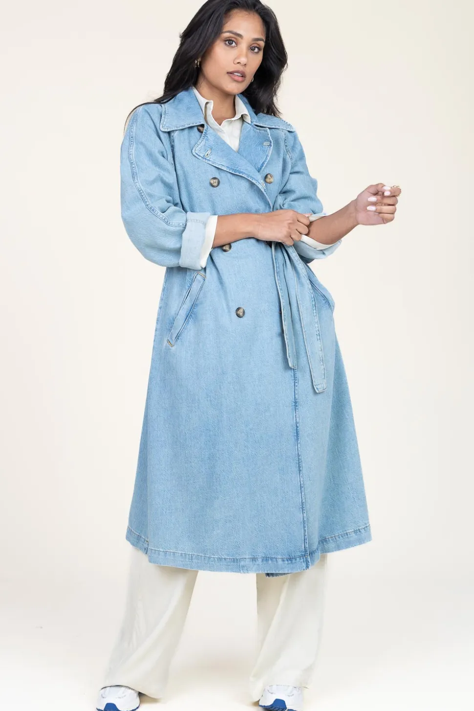 Denim Stretch Trenchcoat Raglan | Blue... | Liu Jo | Little Soho