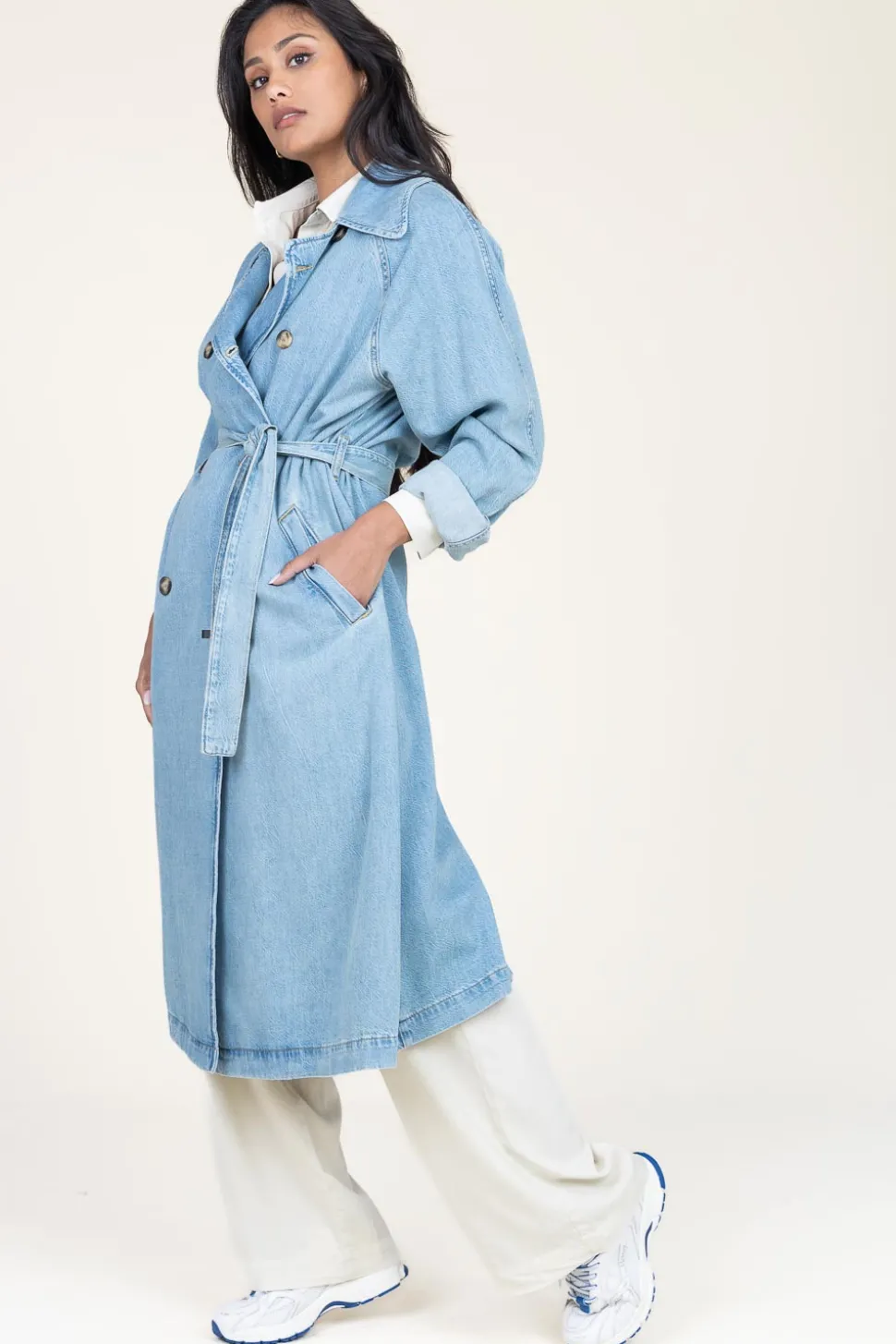 Denim Stretch Trenchcoat Raglan | Blue... | Liu Jo | Little Soho