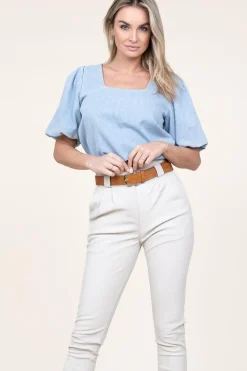 Denim Top With Puffed Sleeves Delhi | Blue... | March23 | Little Soho