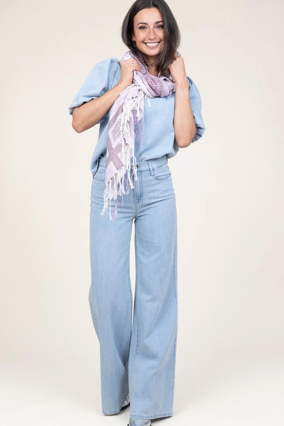 Denim Top With Puffed Sleeves Delhi | Blue... | March23 | Little Soho