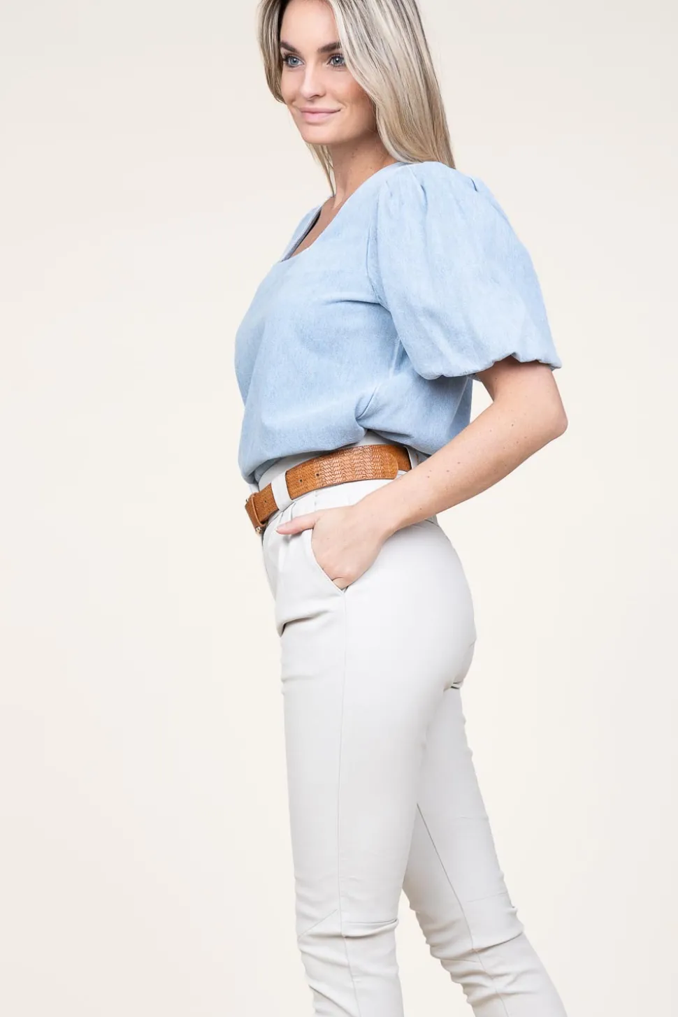 Denim Top With Puffed Sleeves Delhi | Blue... | March23 | Little Soho