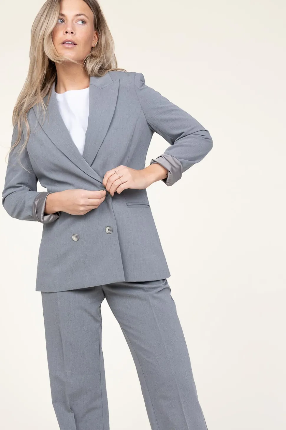Double Breasted Blazer Frame | Grey... | Dante 6 | Little Soho