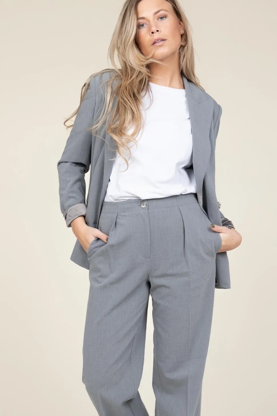 Double Breasted Blazer Frame | Grey... | Dante 6 | Little Soho