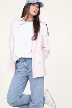 Double-Breasted Stretch Blazer Odille | Pink... | Dante 6 | Little Soho