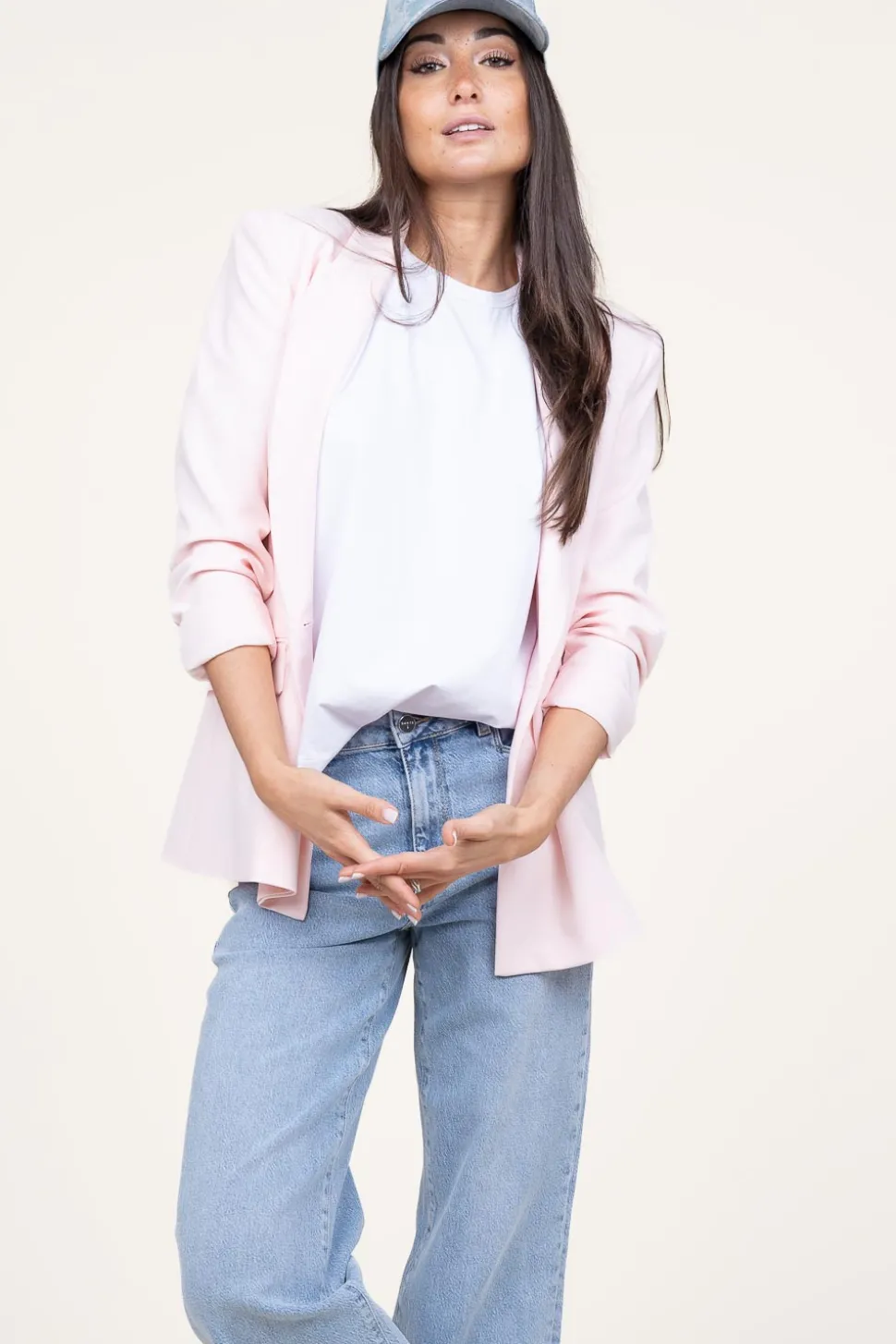 Double-Breasted Stretch Blazer Odille | Pink... | Dante 6 | Little Soho