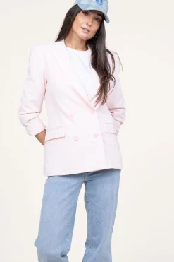 Double-Breasted Stretch Blazer Odille | Pink... | Dante 6 | Little Soho