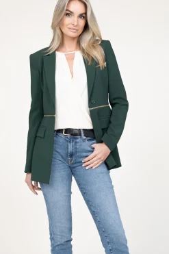 Double Option Blazer With Zipper Sofia | Green... | Patrizia Pepe | Little Soho