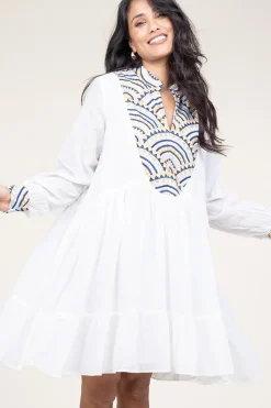 Dress With Embroidery Alexa | White... | Greek Archaic Kori | Little Soho