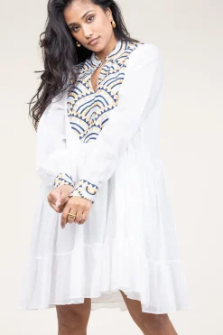 Dress With Embroidery Alexa | White... | Greek Archaic Kori | Little Soho