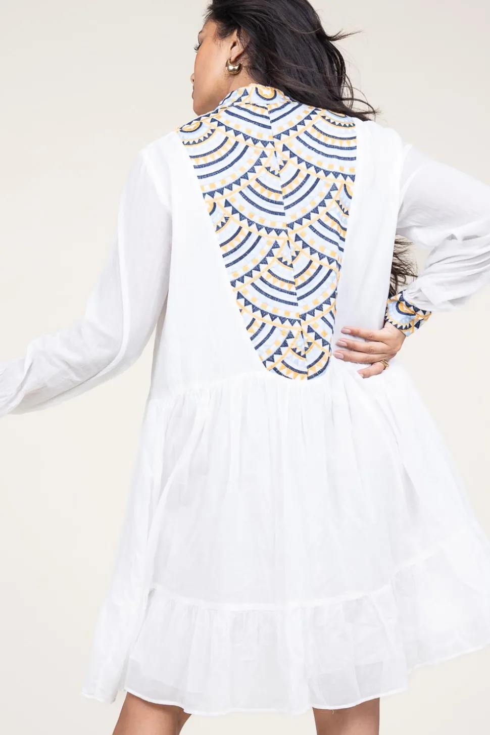 Dress With Embroidery Alexa | White... | Greek Archaic Kori | Little Soho
