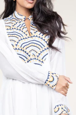 Dress With Embroidery Alexa | White... | Greek Archaic Kori | Little Soho