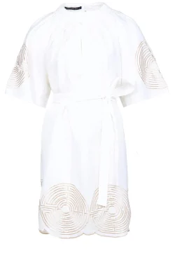 Dress With Labyrinth Embroidery Lilly | Gold... | Greek Archaic Kori | Little Soho