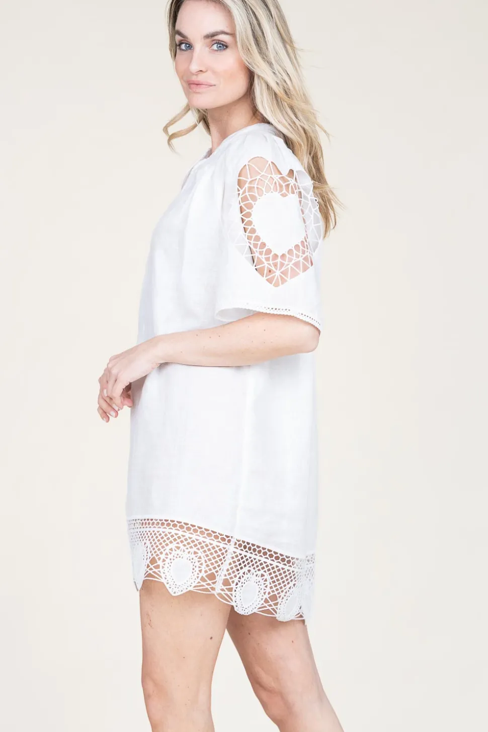 Dress With Openwork Details Renza | Natural... | Berenice | Little Soho