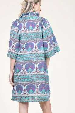 Dress With Print And Embroidery Tala | Blue... | Antik Batik | Little Soho