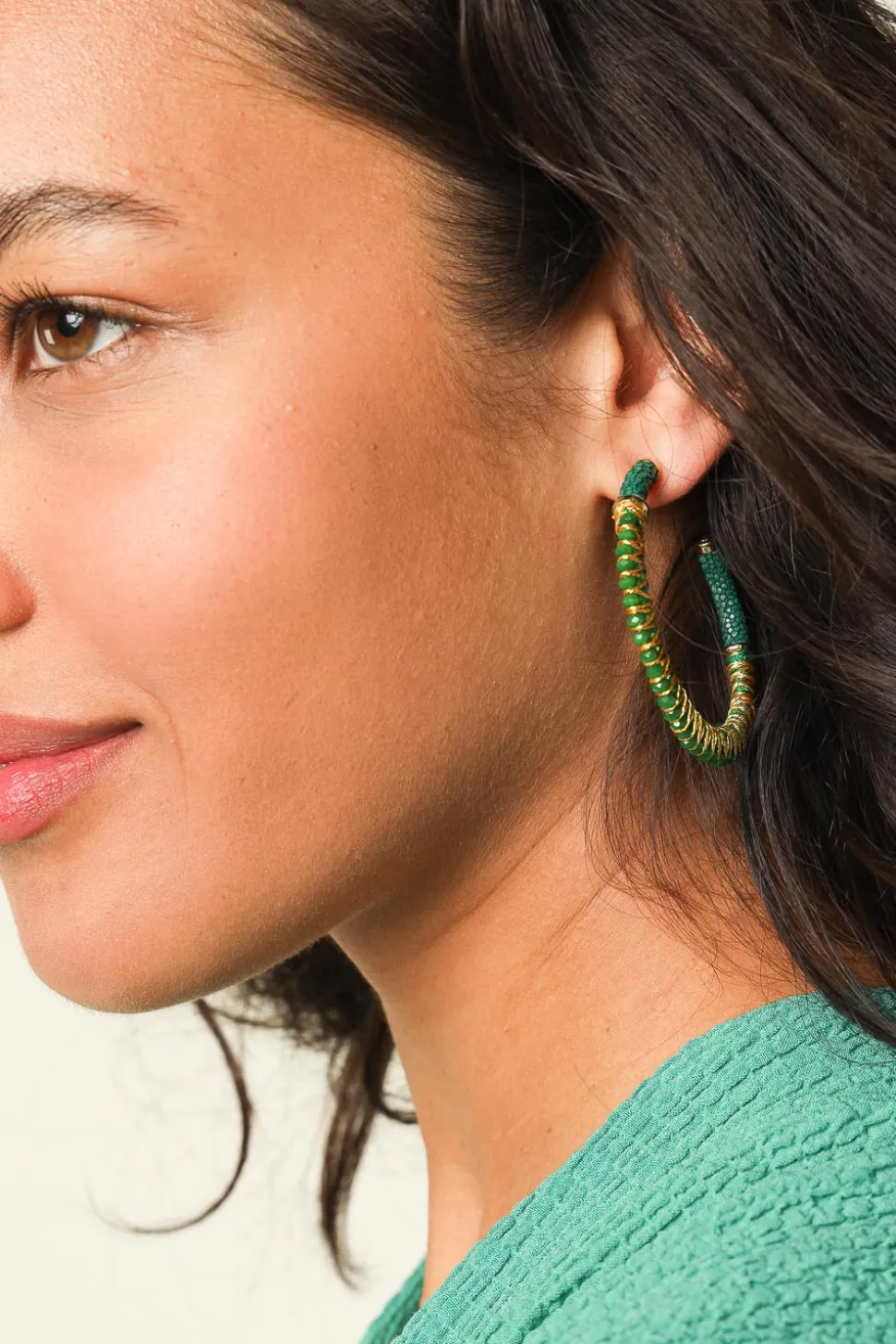 Earrings Saphira Full Moon Gemstones Medium | Green... | Barong Barong | Little Soho