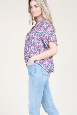 Ecovero Blouse With Print Valda | Pink... | Louizon | Little Soho