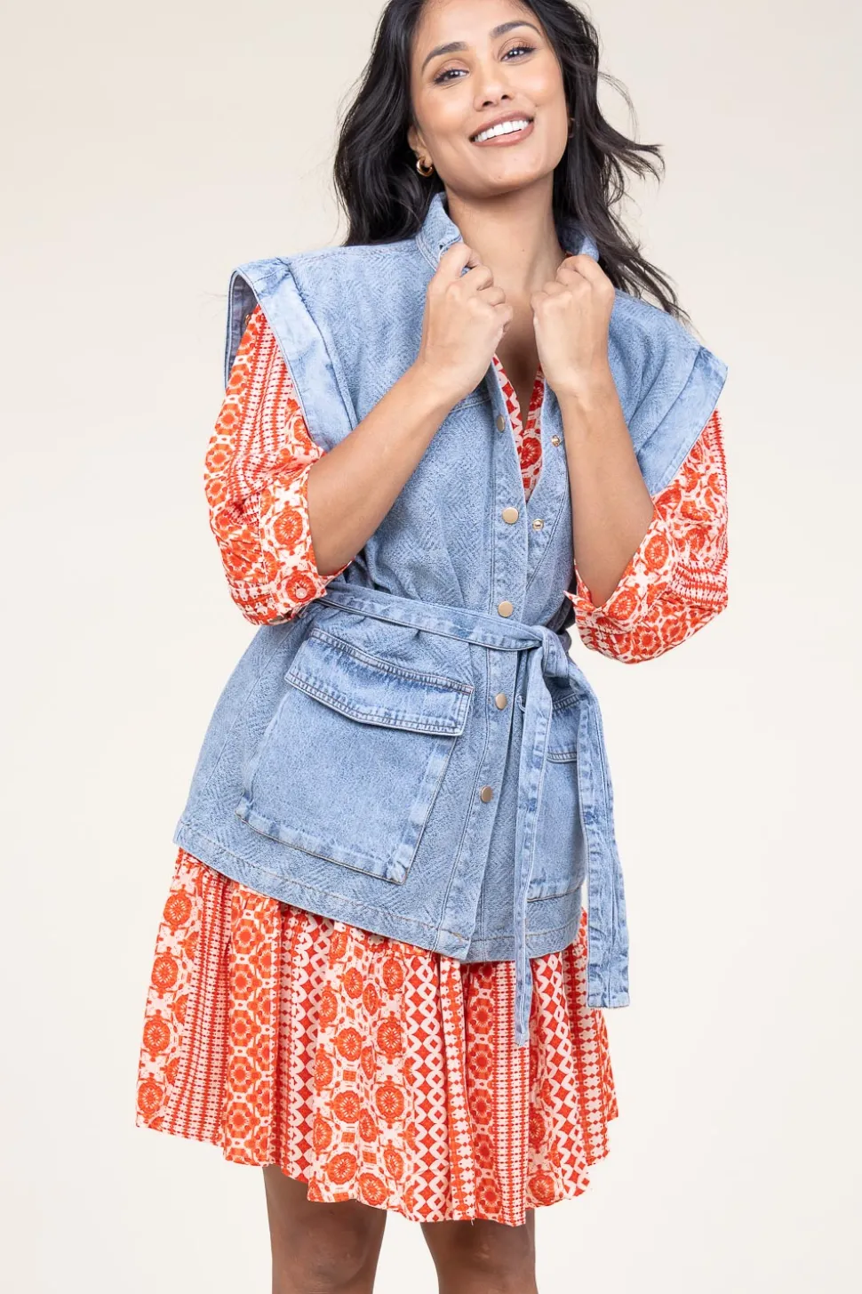 Ecovero Dress With Print Sabine | Red... | Lollys Laundry | Little Soho