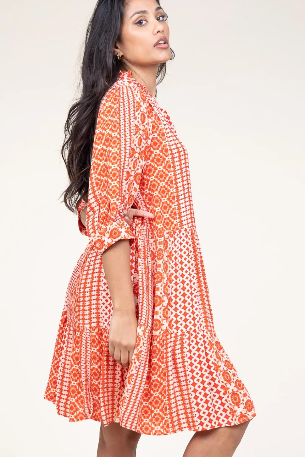 Ecovero Dress With Print Sabine | Red... | Lollys Laundry | Little Soho
