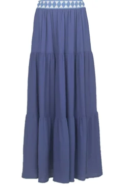 Ecovero Maxi Skirt With Crochet Detail Issa | Blue... | Louizon | Little Soho