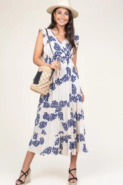 Ecovero Printed Midi Dress Samo | Blue... | Lollys Laundry | Little Soho