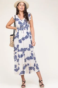 Ecovero Printed Midi Dress Samo | Blue... | Lollys Laundry | Little Soho