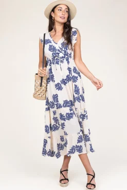 Ecovero Printed Midi Dress Samo | Blue... | Lollys Laundry | Little Soho