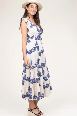 Ecovero Printed Midi Dress Samo | Blue... | Lollys Laundry | Little Soho