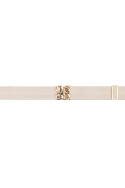 Elastic Belt With Gold Logo Motif | Natural... | Dante 6 | Little Soho