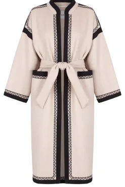 Embroidered Coat In Wool Blend Wilma | Natural... | Antik Batik | Little Soho