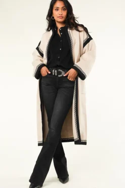 Embroidered Coat In Wool Blend Wilma | Natural... | Antik Batik | Little Soho