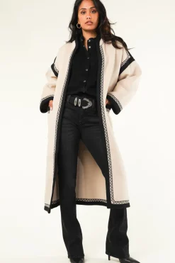Embroidered Coat In Wool Blend Wilma | Natural... | Antik Batik | Little Soho