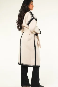 Embroidered Coat In Wool Blend Wilma | Natural... | Antik Batik | Little Soho