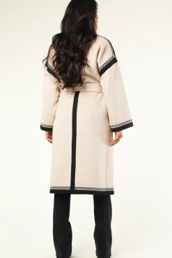 Embroidered Coat In Wool Blend Wilma | Natural... | Antik Batik | Little Soho