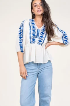 Embroidered Crepe Top Kanpur | Natural... | Lollys Laundry | Little Soho
