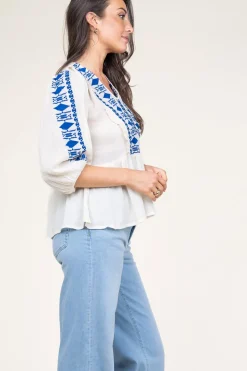 Embroidered Crepe Top Kanpur | Natural... | Lollys Laundry | Little Soho