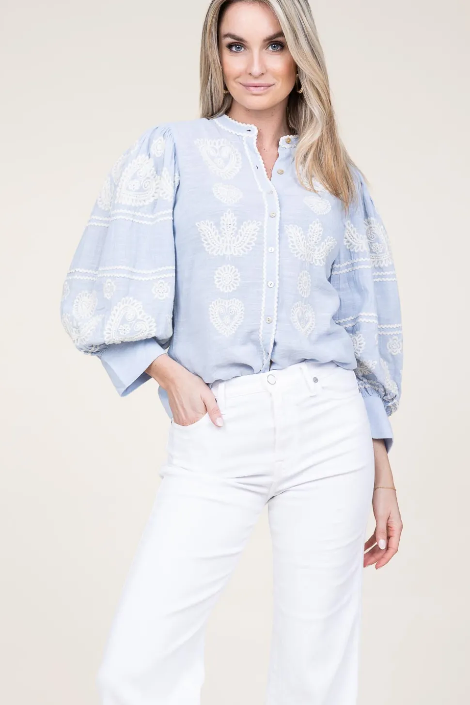 Embroidery Blouse Rony | Blue... | Antik Batik | Little Soho