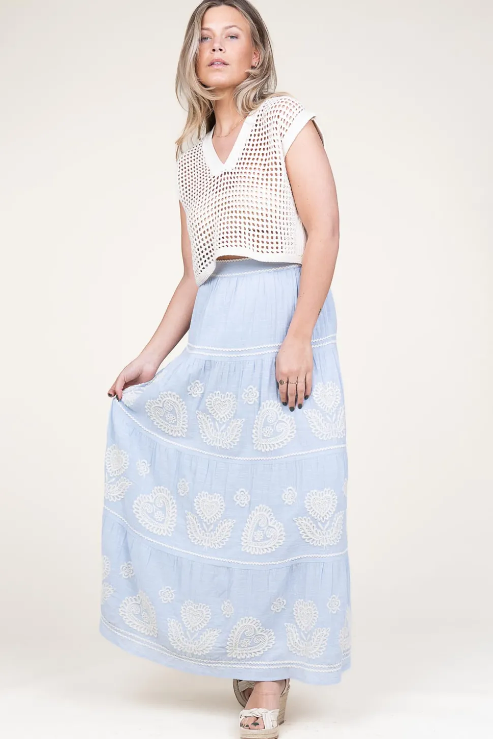 Embroidery Maxi Skirt Rony | Blue... | Antik Batik | Little Soho