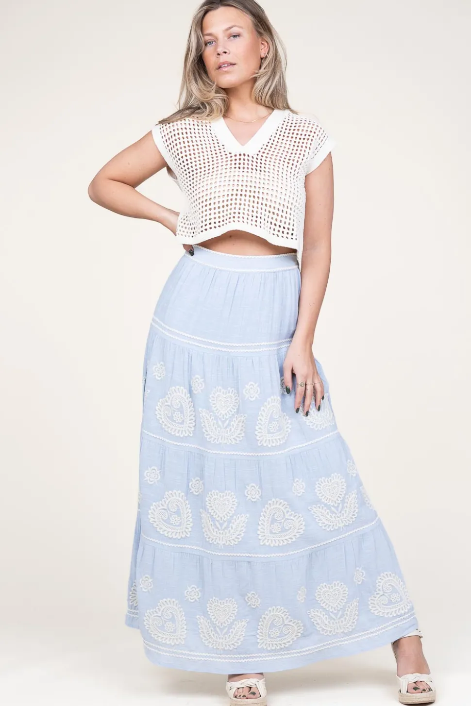 Embroidery Maxi Skirt Rony | Blue... | Antik Batik | Little Soho