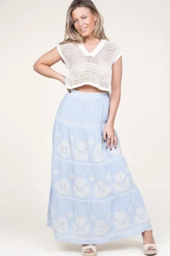 Embroidery Maxi Skirt Rony | Blue... | Antik Batik | Little Soho