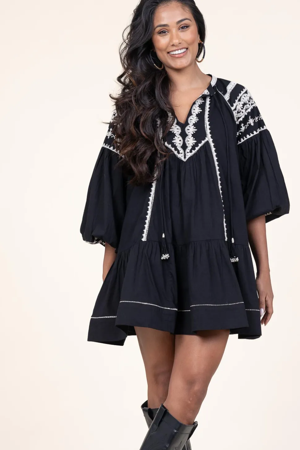 Embroidery Poplin Dress Nania | Black... | Scarlett Poppies | Little Soho