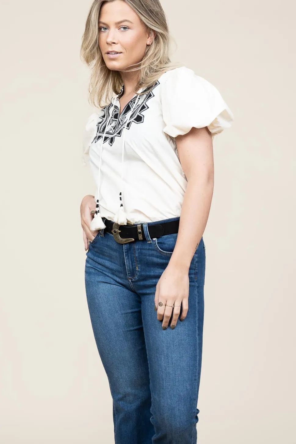 Embroidery Poplin Top Amelia | Natural... | Scarlett Poppies | Little Soho